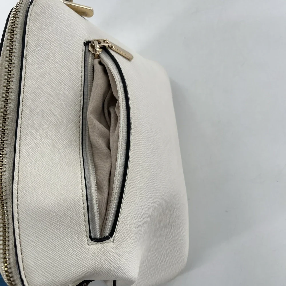 Kate Spade Zip Dome Jeanne Crossbody Saffiano Leather Meringue Cream Ivory Strap